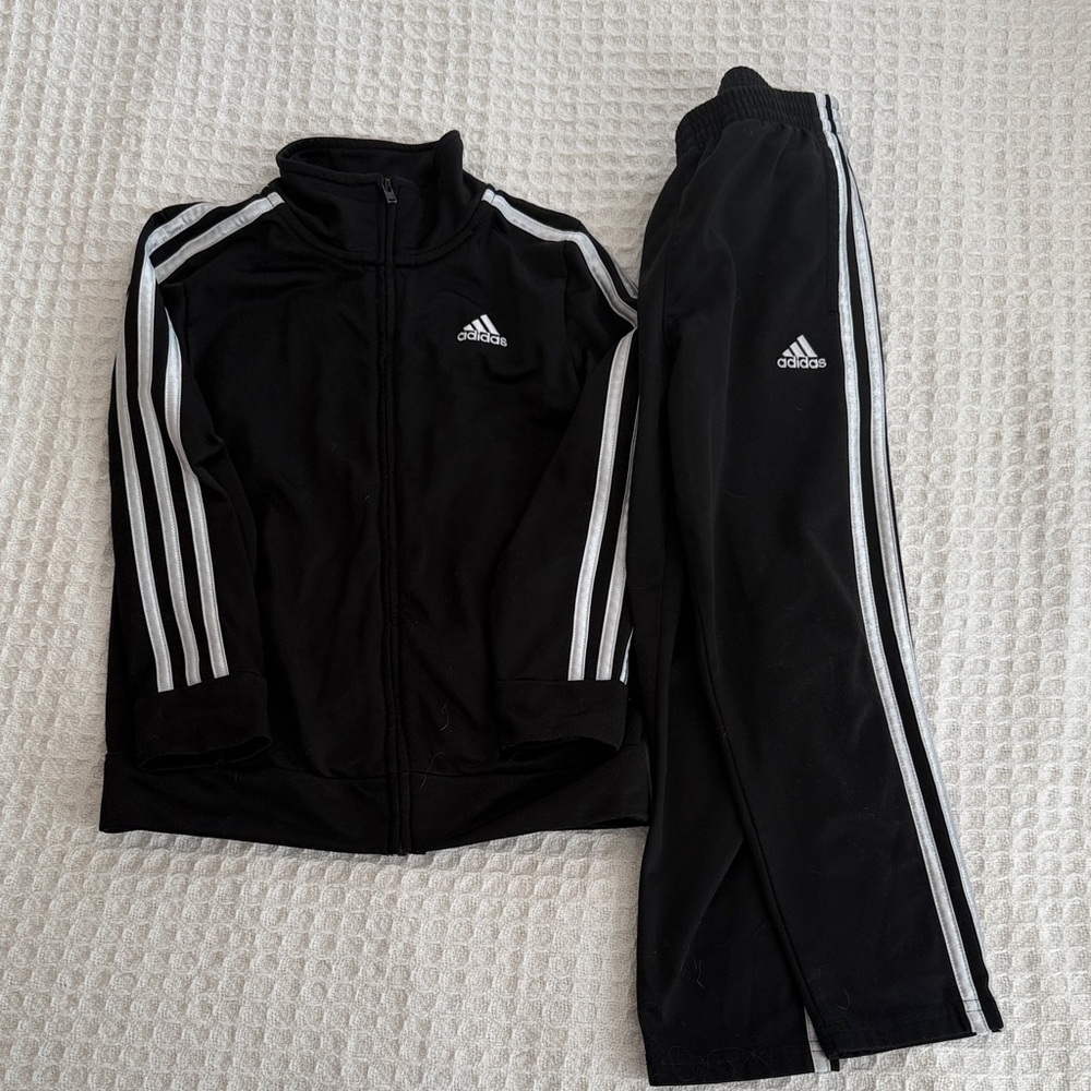 Adidas Youth Black and White Athletic Tracksuit